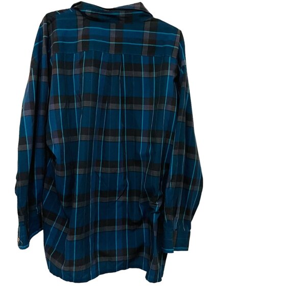 Sir William Big Man Shirt Button Up Long Sleeve Blue Black Plaid Size 8X - Picture 2 of 7